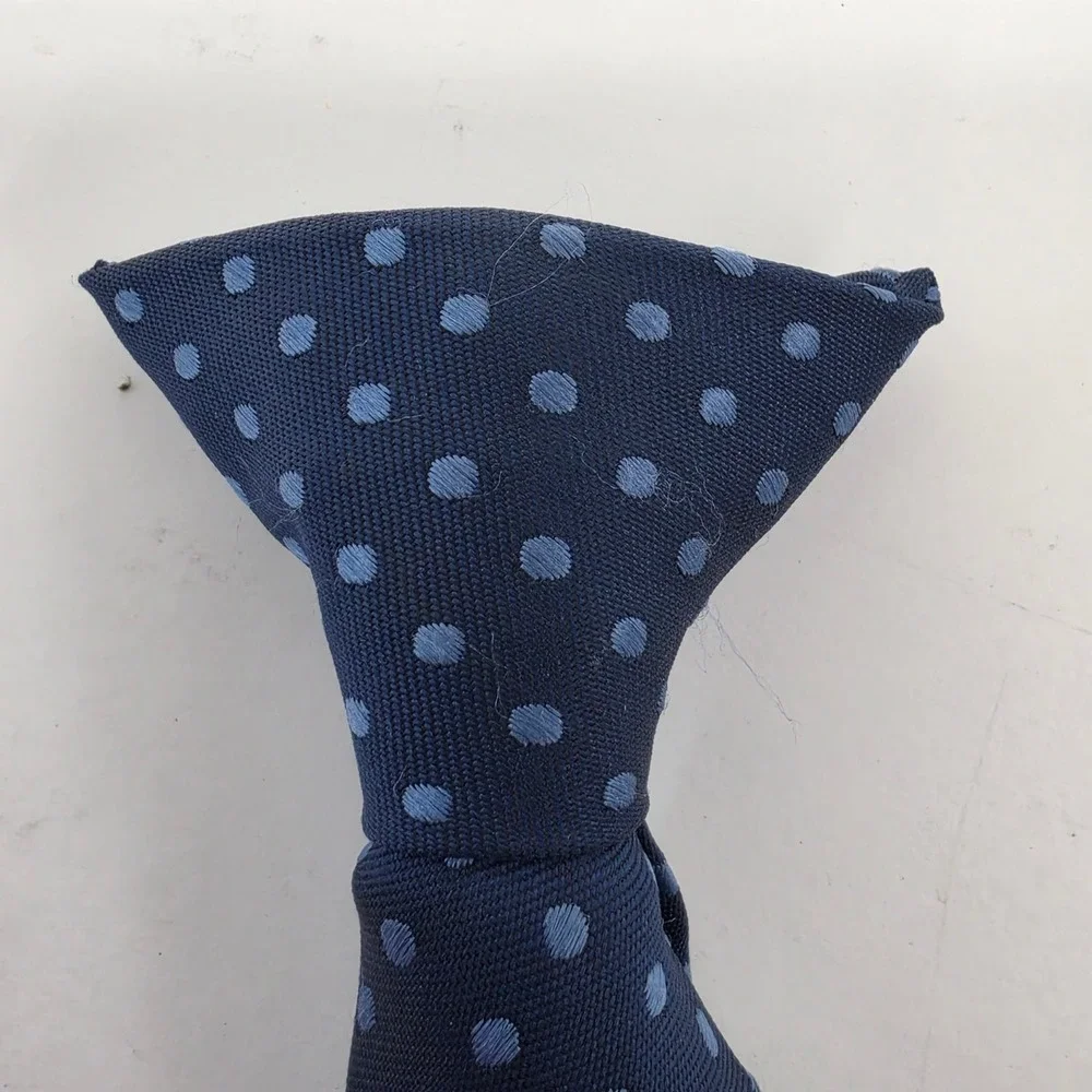 Boys Navy Blue Polka Dot Clip-On Necktie Formal Wedding Accessory